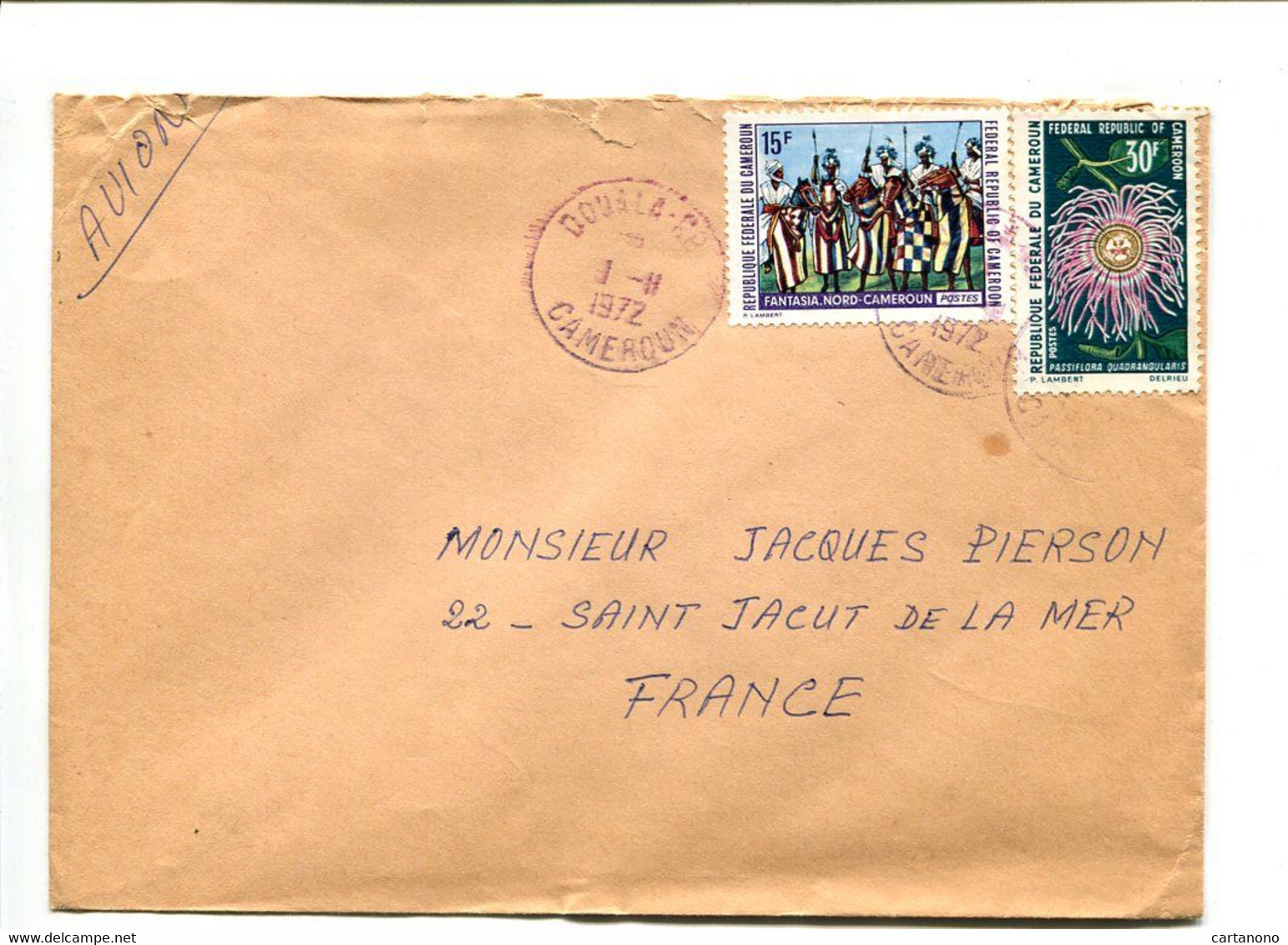 CAMEROUN Douala 1972 - Affranchissement Sur Lettre - - Kamerun (1960-...)