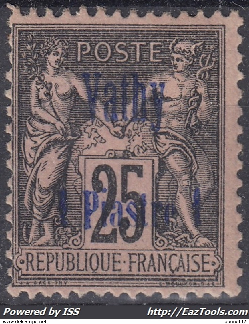 VATHY : SAGE 25c NOIR SURCHARGE N° 7 NEUF * GOMME AVEC CHARNIERE - Unused Stamps