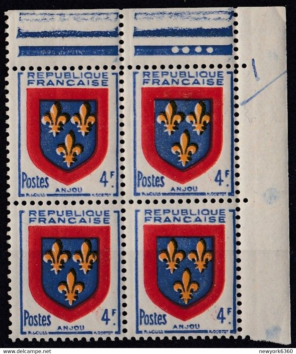 1949 FRANCE N** 838 MNH Bloc De 4 - Nuevos