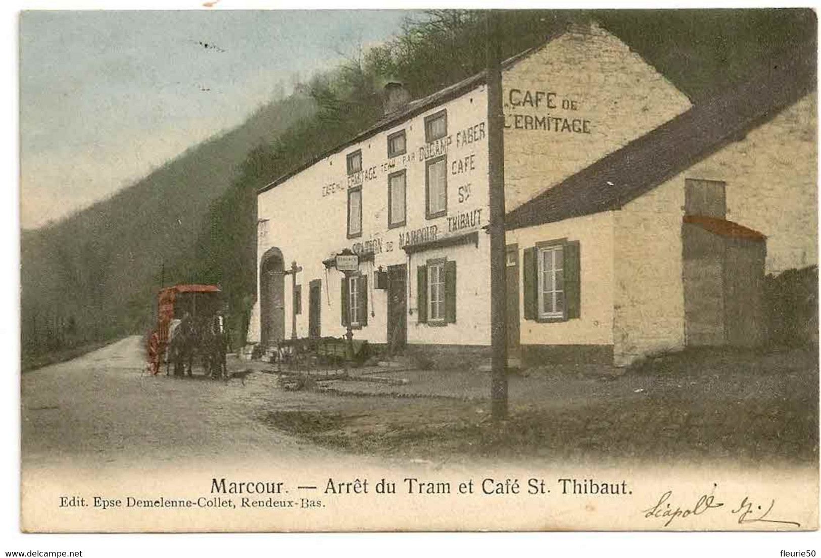 MARCOUR - Arrêt Du Tram Et Café St. Thibaut. Station De Marcour. Malle-Poste. - Rendeux