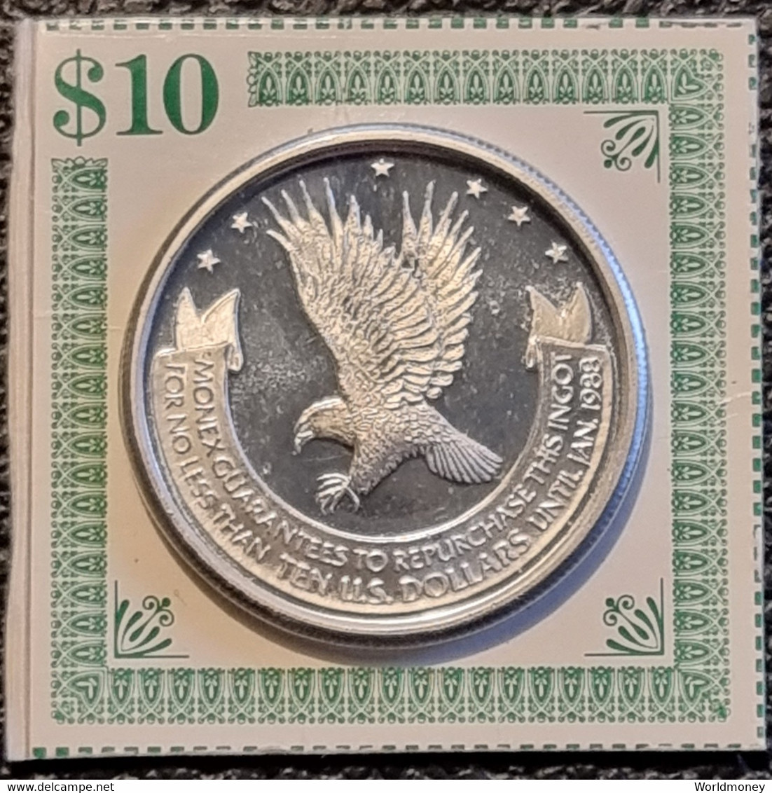 1988 $10 MONEX TRADE EAGLE 1 OZ ROUND .999 FINE SILVER - Collections