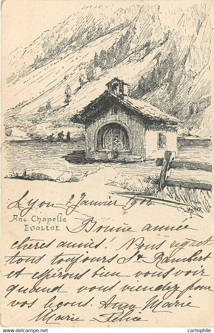 Suisse - Valais - Evolene - Ancienne Chapelle - Illustrateur Meltzer 1904 - Evolène