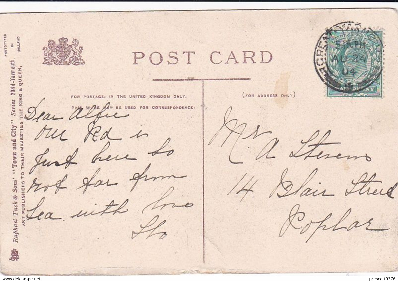 Britannia Terrace Gt Yarmouth -  Vintage  Postcard, Used & Stamped 1904 - Great Yarmouth