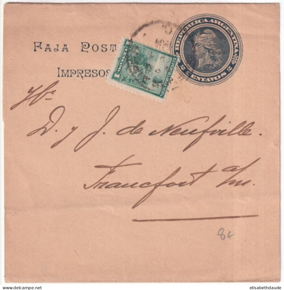 ARGENTINA - 1904 - BANDE JOURNAL ENTIER POSTAL => FRANKFURT (GERMANY) - Postwaardestukken