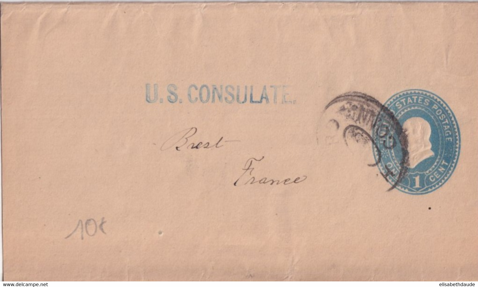 1894 - BANDE JOURNAL ENTIER POSTAL De HARTFORD (CONNECT.) => U.S CONSULATE à BREST (FINISTERE) ! - ...-1900