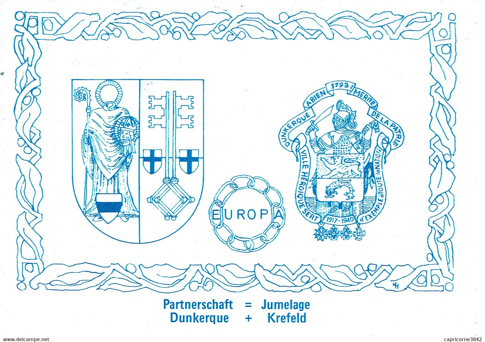 1975 - Jumelage Des Villes De KREFELD (Allemagne) Et DUNKERQUE (France) - Carte Postale Du Jumelage - Franking Machines (EMA)