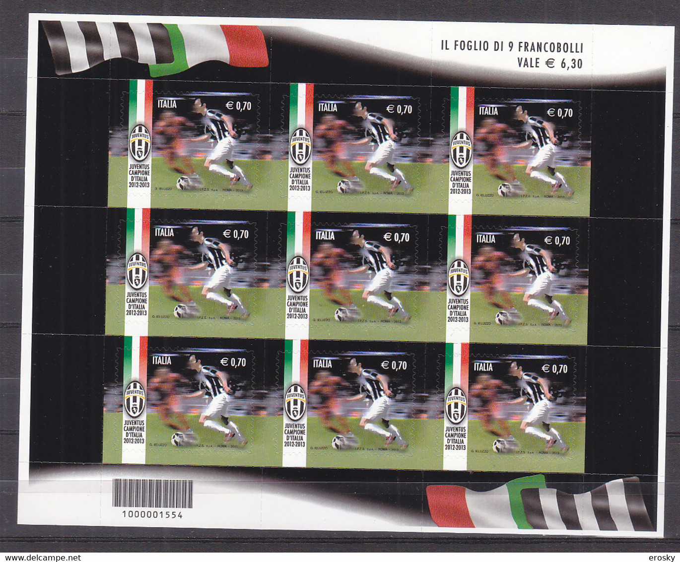 A1547 - ITALIA MINIFOGLIO JUVENTUS 2013 ** CALCIO FOOTBALL ( Registered Shipment Only ) - Blokken & Velletjes