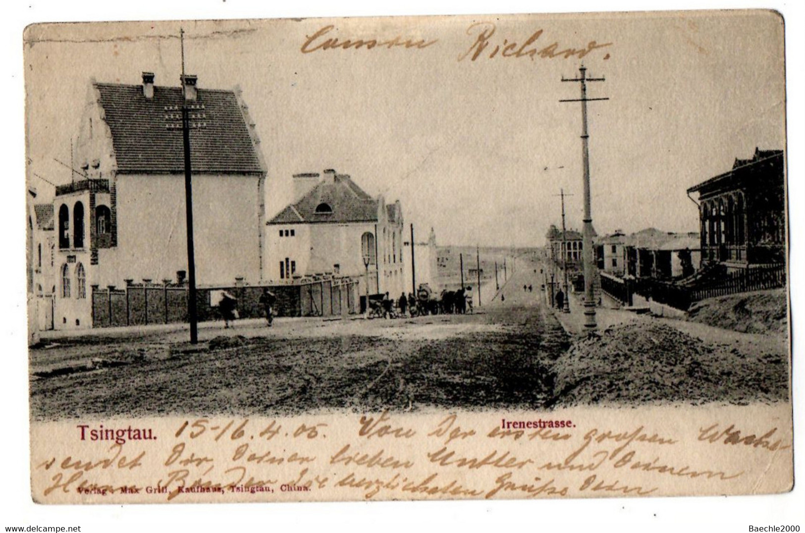 AK China: Tsingtau, Irenestrasse, Gel. 1905 (BM Abgelöst) - China