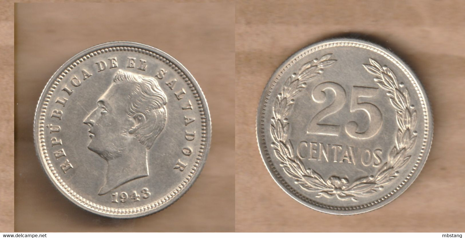 EL SALVADOR 25 Centavos 1943 Silver (.900) • 7.5 G • ⌀ 29 Mm KM# 136 - El Salvador