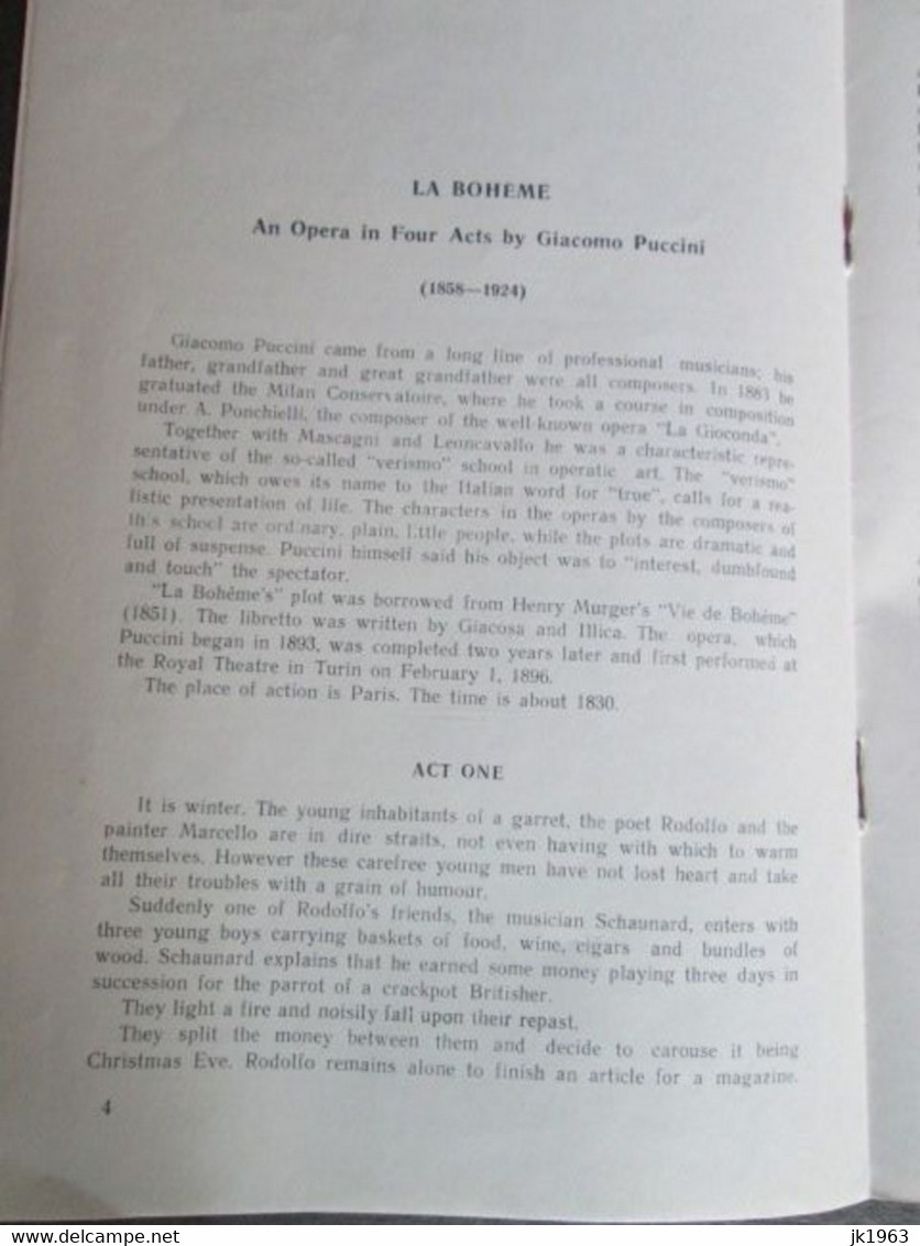 FOUR RUSSIAN LIBRETS FOR OPERS „RIGOLETTO“  „AIDA“  „KARMEN“  „LA BOHEME“  EDITION 1960s