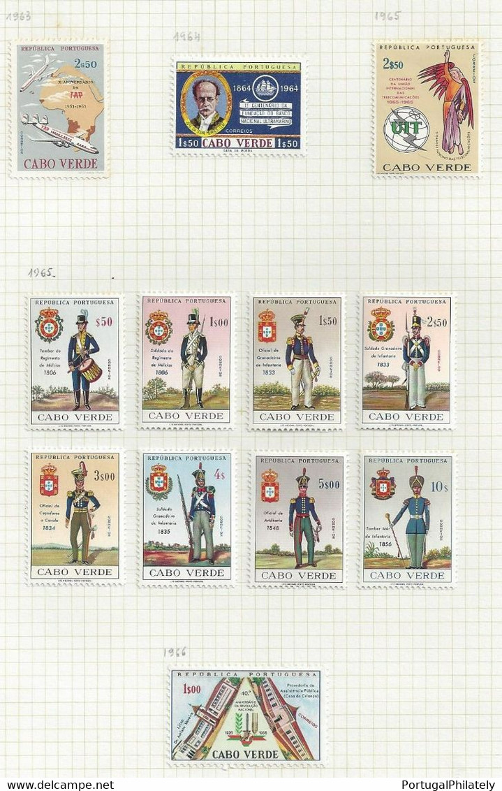 CAPE VERDE 1963-6 MH Full Years Set Mf#311-22 Sc#327-38 YT#322-33 Mi#330-41 SG#391-402 Militaria Uniforms Commemorative - Cap Vert