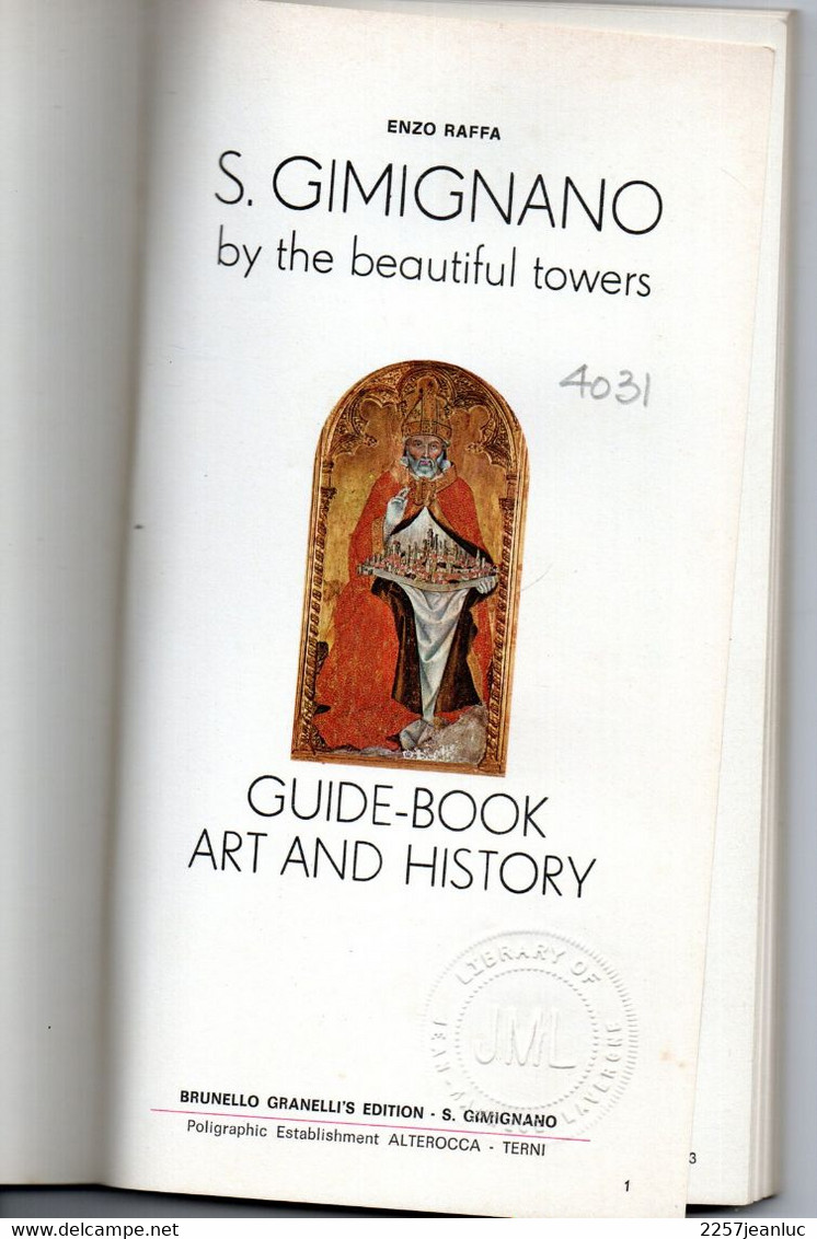 San Gimignano Guide Book Art And History (  Italie  1975 ) - Kultur