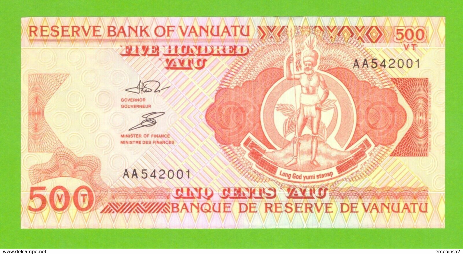 VANUATU 500 VATU 1993  P-5  UNC  AA - Vanuatu