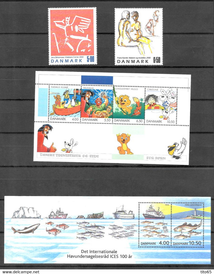 Denmark 2002           MNH**    Yearset  Yearbook      Some With Margins - Années Complètes