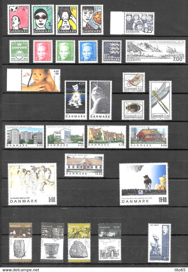 Denmark 2003           MNH**    Yearset  Yearbook       Some With Margins - Años Completos