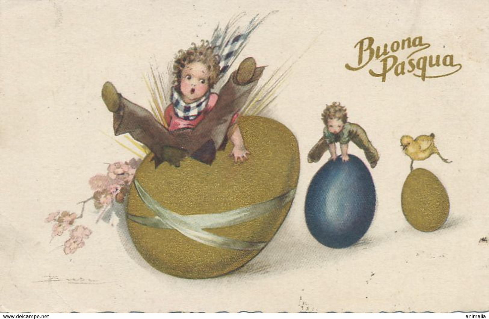 Busi Surrealisme Enfants Jouant Sur Oeufs De Paques . Kids Playing On  Golden Easter Eggs .  Chiasso To Huniedoara - Busi, Adolfo