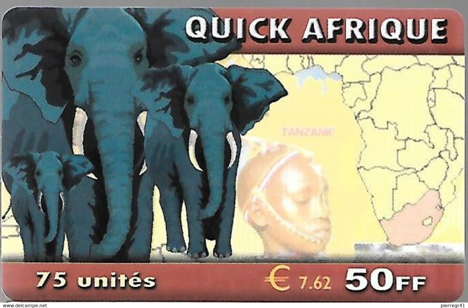 CARTE-PREPAYEE-7,5€-QUICK AFRIQUE--ELEPHANTS-Exp31/12/2001-Plastic Fin Glacé-Gratté-TBE/RARE - Oerwoud