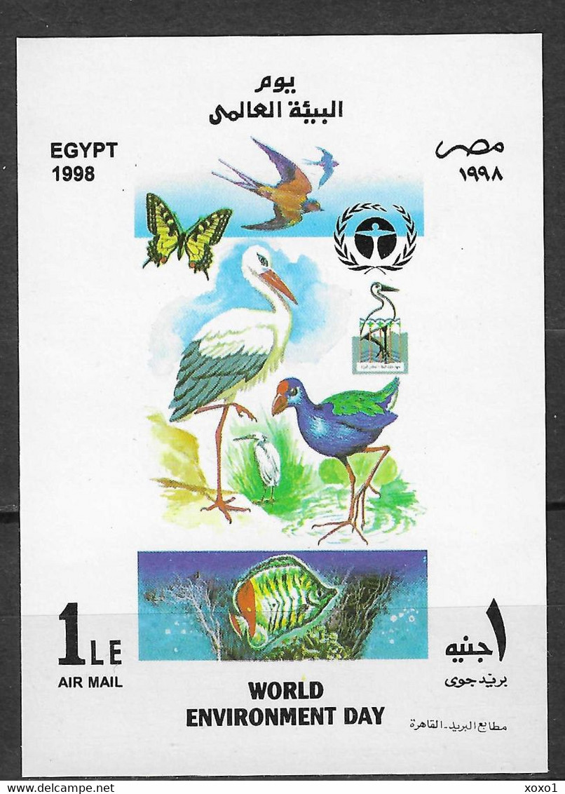 Egypt 1998 MiNr.(Block 68) Ägypten  Birds Butterflies Fishes S\sh MNH** 3.80 € - Farfalle