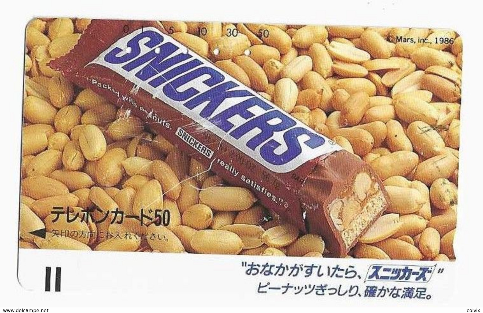 TELECARTE ANCIENNE JAPON CHOCOLAT SNICKERS CACAHUETE - Alimentation