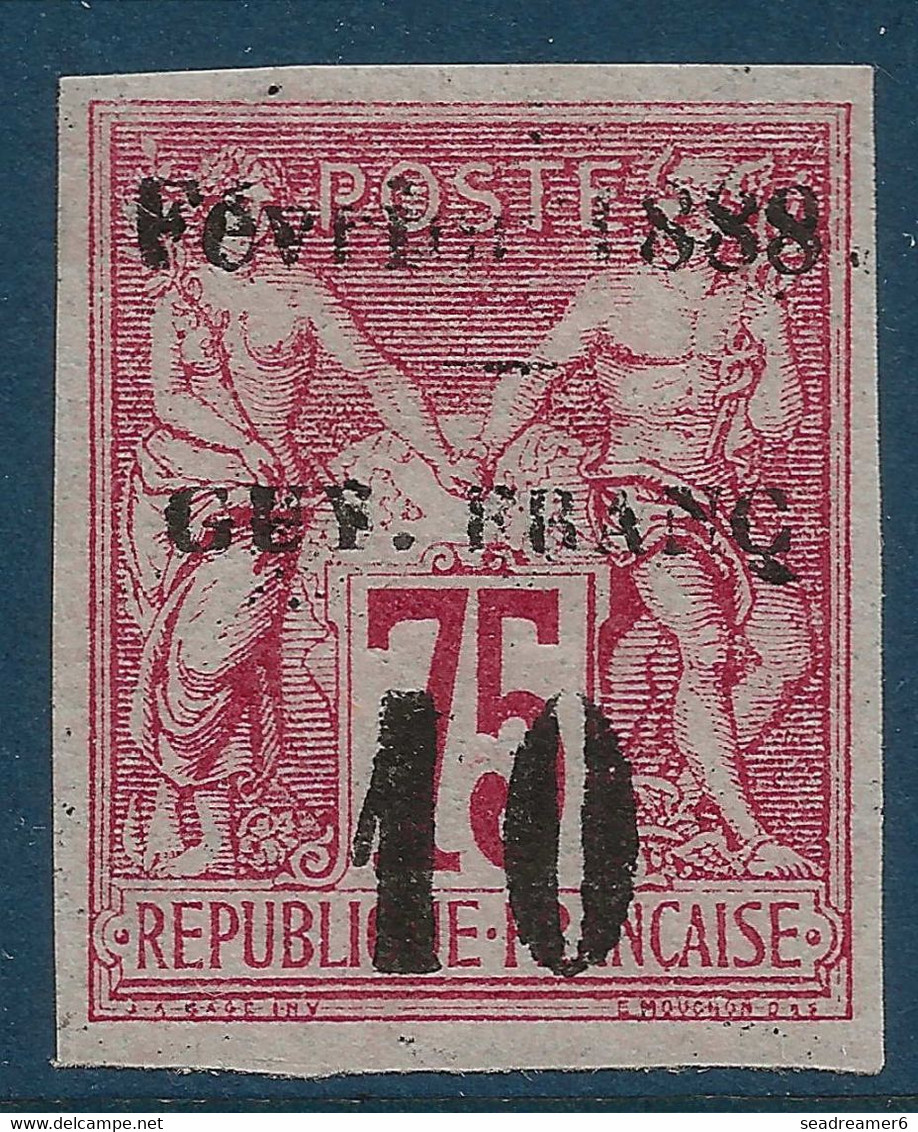 France Colonies Françaises GUYANE N°9a* 10c Sur 75c Type1888 Très Frais RR Ainsi Signé BRUN & CABANY - Neufs