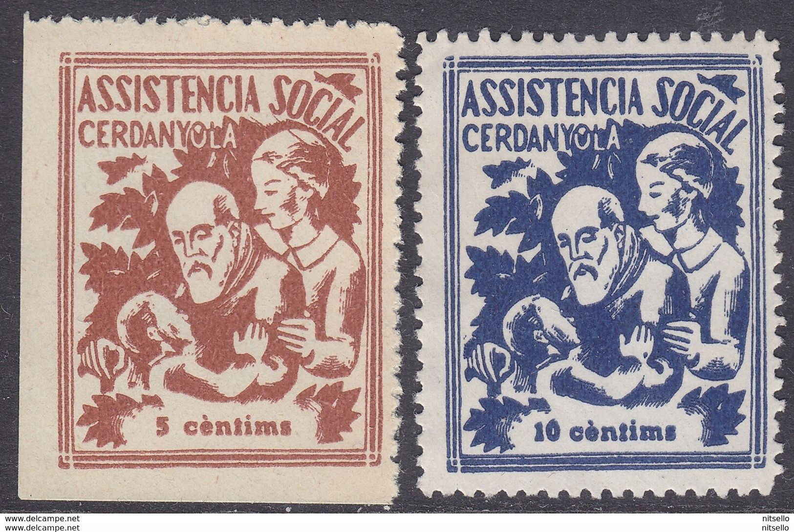 LOTE 2112  ///  (C100)  GUERRA CIVIL - 2 VIÑETAS REPUBLICANAS CERDANYOLA (BARCELONA) Nº 1 Y 2 FESOFI-SOFIMA **MNH - Emissions Républicaines