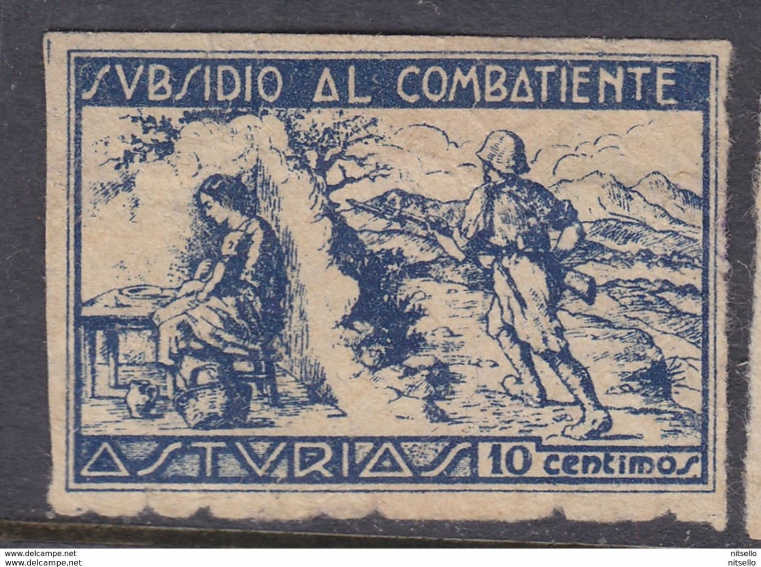 LOTE 2112  ///  (C100) VIÑETA ASTURIAS 10 CTS. AZUL **MNH - Emisiones Repúblicanas