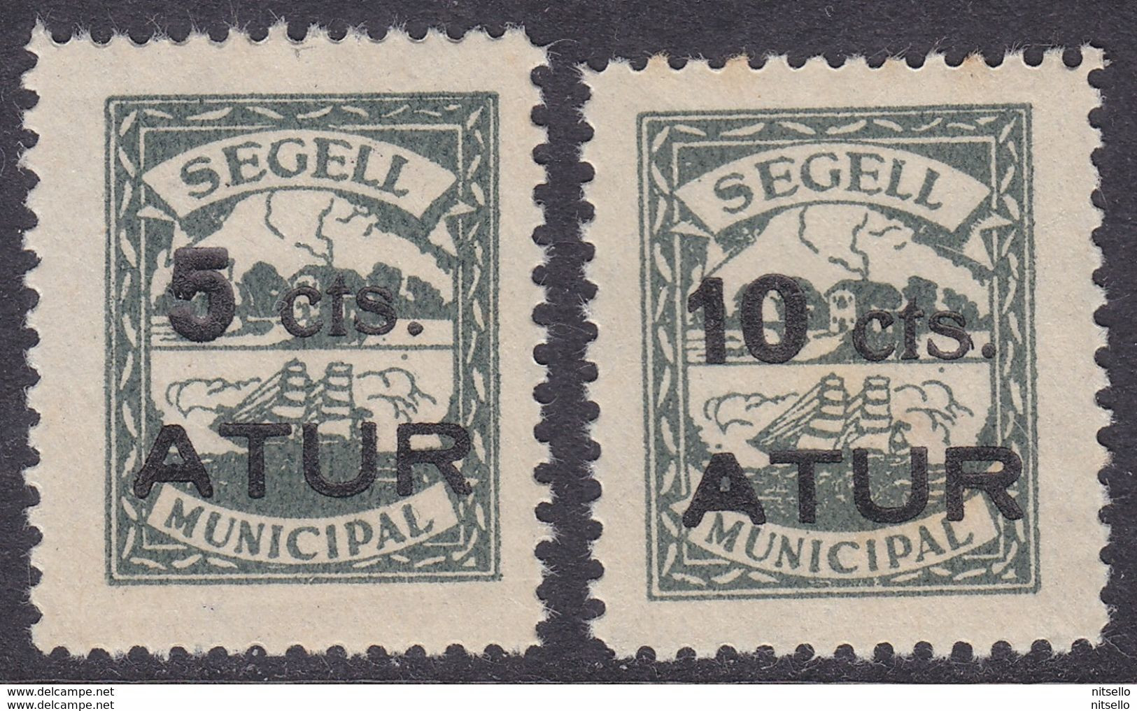 LOTE 2112A  ///  (C105) GUERRA CIVIL 2 VIÑETAS REPUBLICANAS DE MASNOU (BARCELONA) Nº 1 Y 2 CAT. FESOFI/SOFIMA **MNH - Republikanische Ausgaben