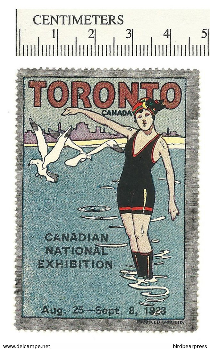 B67-04 CANADA 1923 Toronto Canadian National Exhibition MHR Woman & Gulls - Local, Strike, Seals & Cinderellas