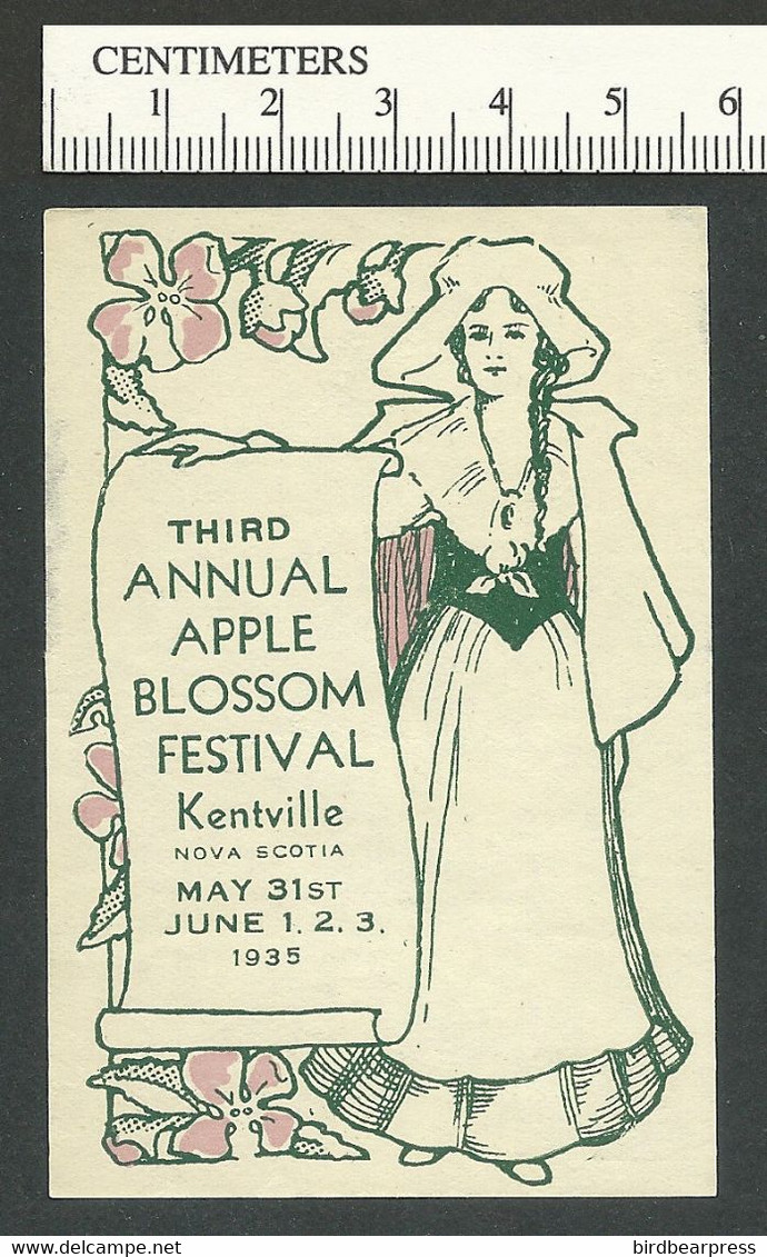 B67-05 CANADA 1935 Kentville NS Apple Blossom Festival MNG - Vignettes Locales Et Privées