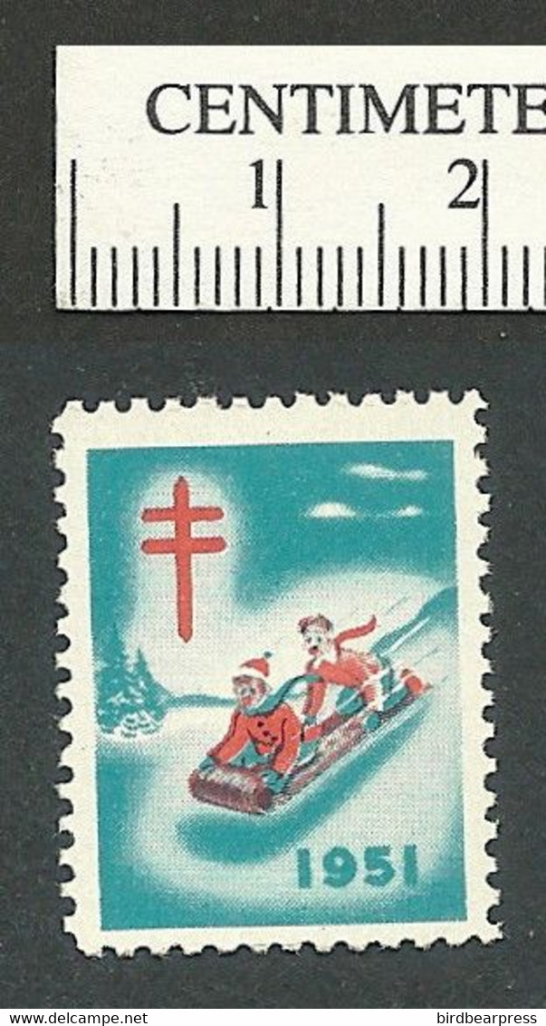 B67-24 CANADA Christmas Seal 1951 MNH Toboggan - Vignette Locali E Private