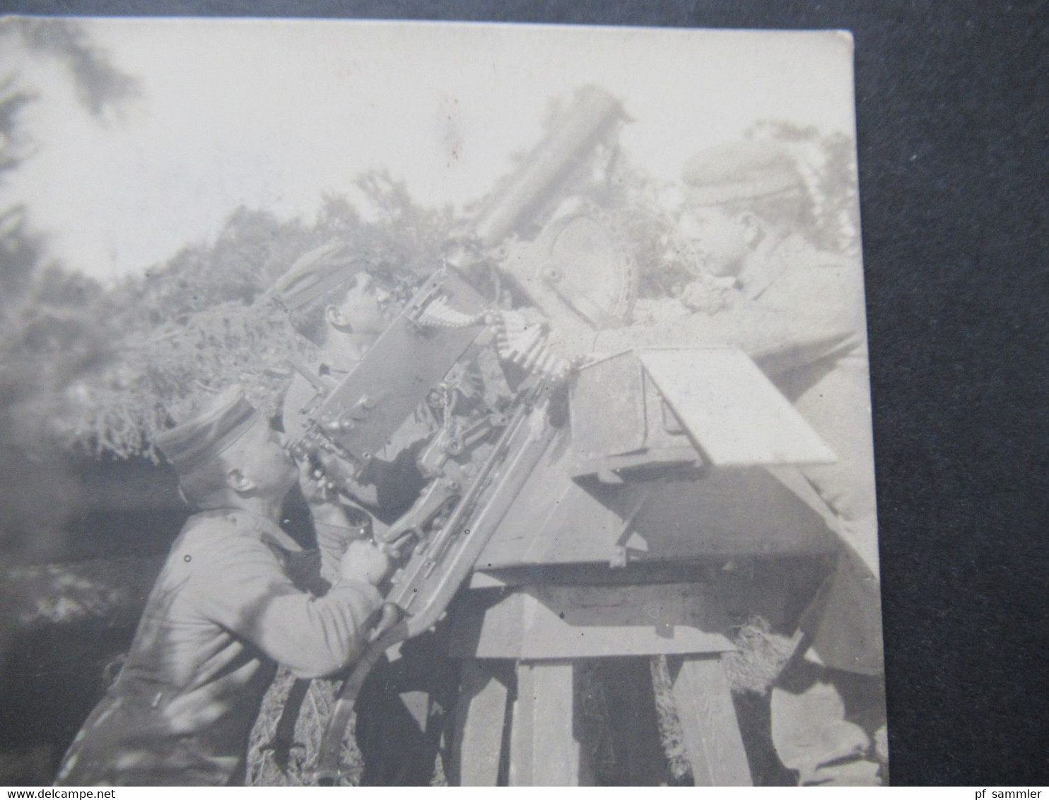 Echtfoto AK 1.WK Um 1915 Schweres Maschinengewehr Im Schützengraben Fritz Scholz Kunstanstalt Leutkirch Im Allgäu - Materiale