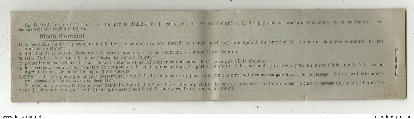 S.N.C.F. , Fascicule De Permis De Circulation ,1 ére Classe , 1951 Surchargé 1953, 2 Permis, 3 Scans, Frais Fr 1.95 E - Europa