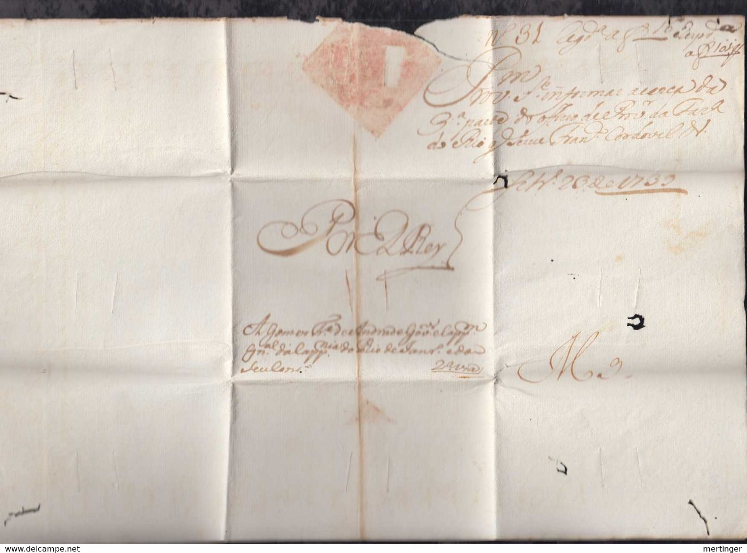 Brazil Brasil 1739 Por El Rey Cover From King Dom Joao I - Prefilatelia