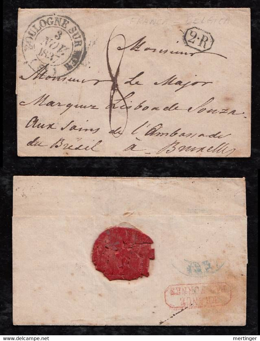 Brazil Brasil 1837 Cover France To Ambassador In Belgium Bruxelles - Préphilatélie