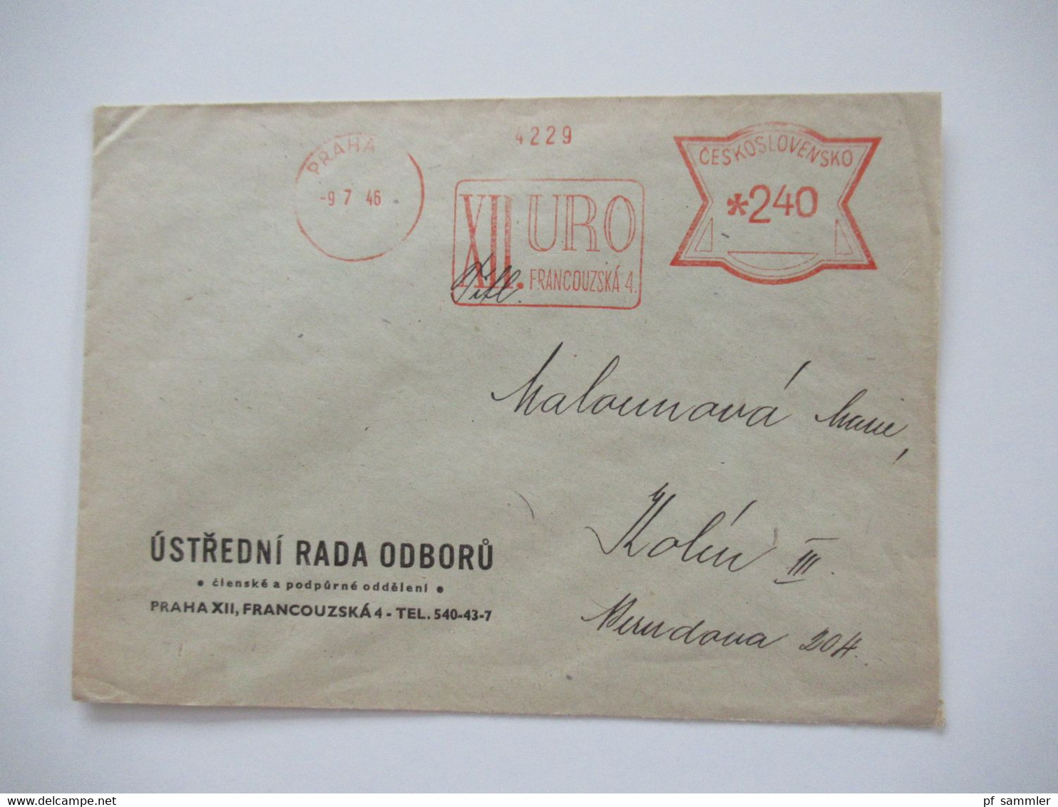 CSSR / Tschechoslowakei Belegeposten 97 Belege aus dem Bedarf!! 1930er - 40er AFS / Absenderfreistempel