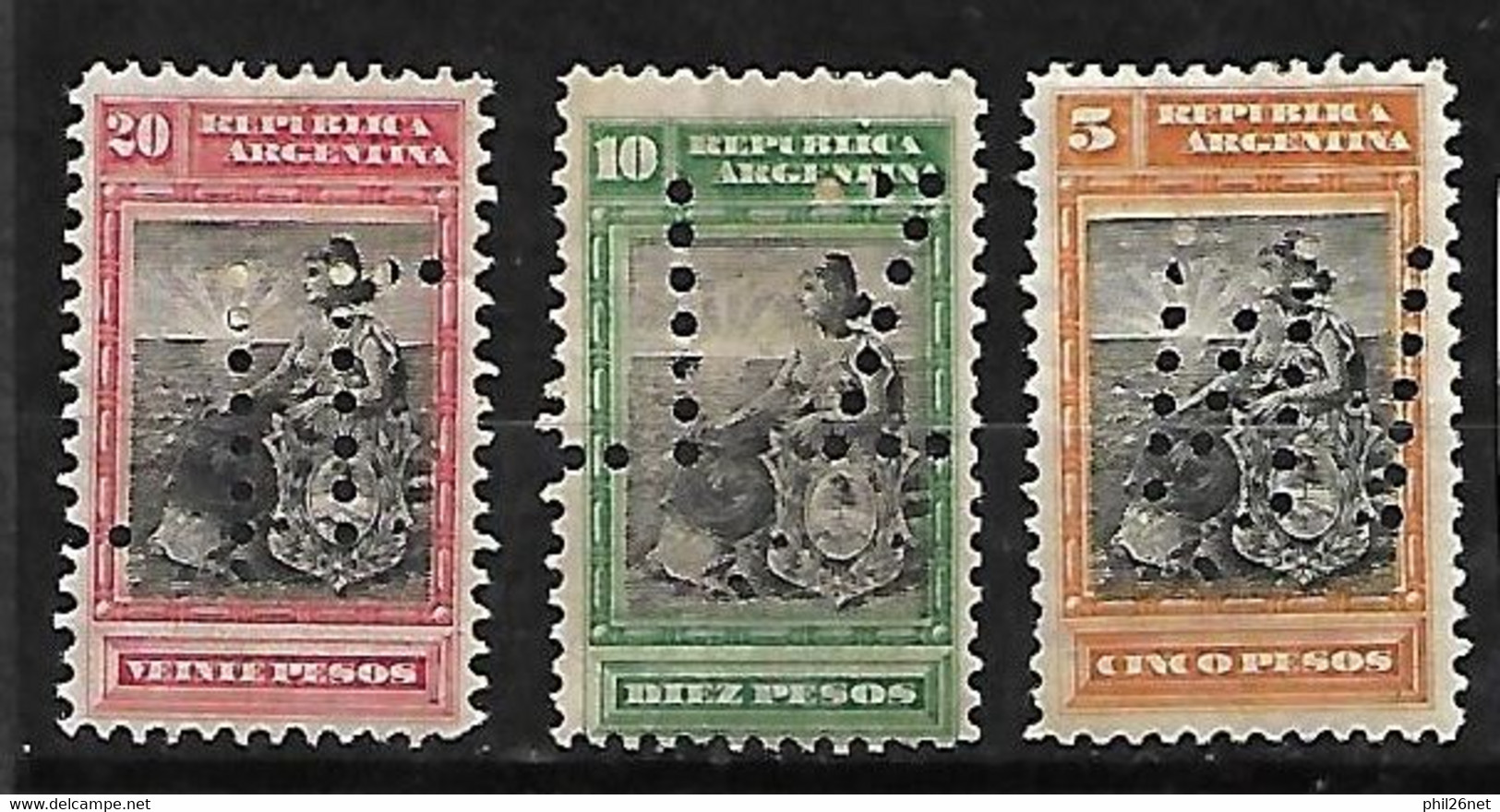Argentine     N° 128  à  130  Préoblitérés  Perforés Neufs      *      B/TB     - Unused Stamps