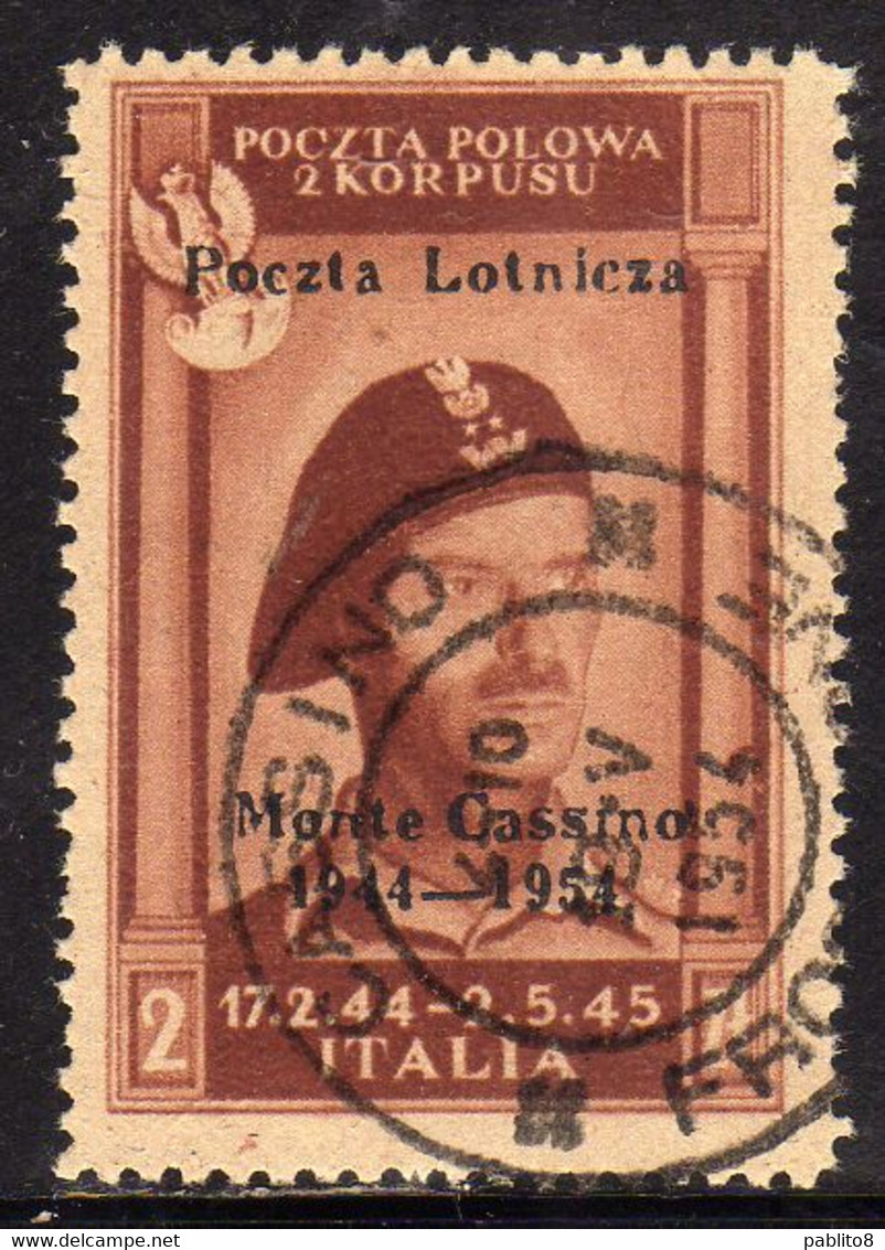 CORPO POLACCO POLISH BODY 1954 POSTA AEREA AIR MAIL GOVERNO DI LONDRA 2z USATO USED OBLITERE' - 1946-47 Période Corpo Polacco