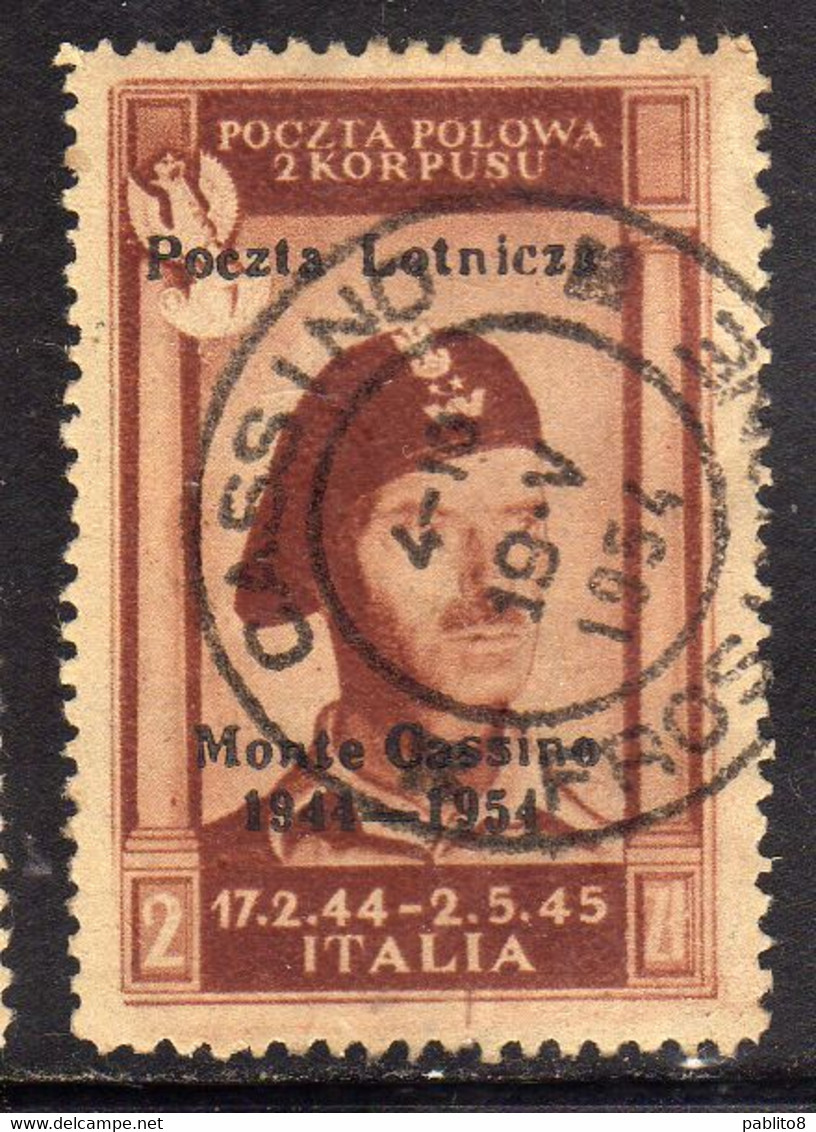 CORPO POLACCO POLISH BODY 1954 POSTA AEREA AIR MAIL GOVERNO DI LONDRA 2z USATO USED OBLITERE' - 1946-47 Zeitraum Corpo Polacco