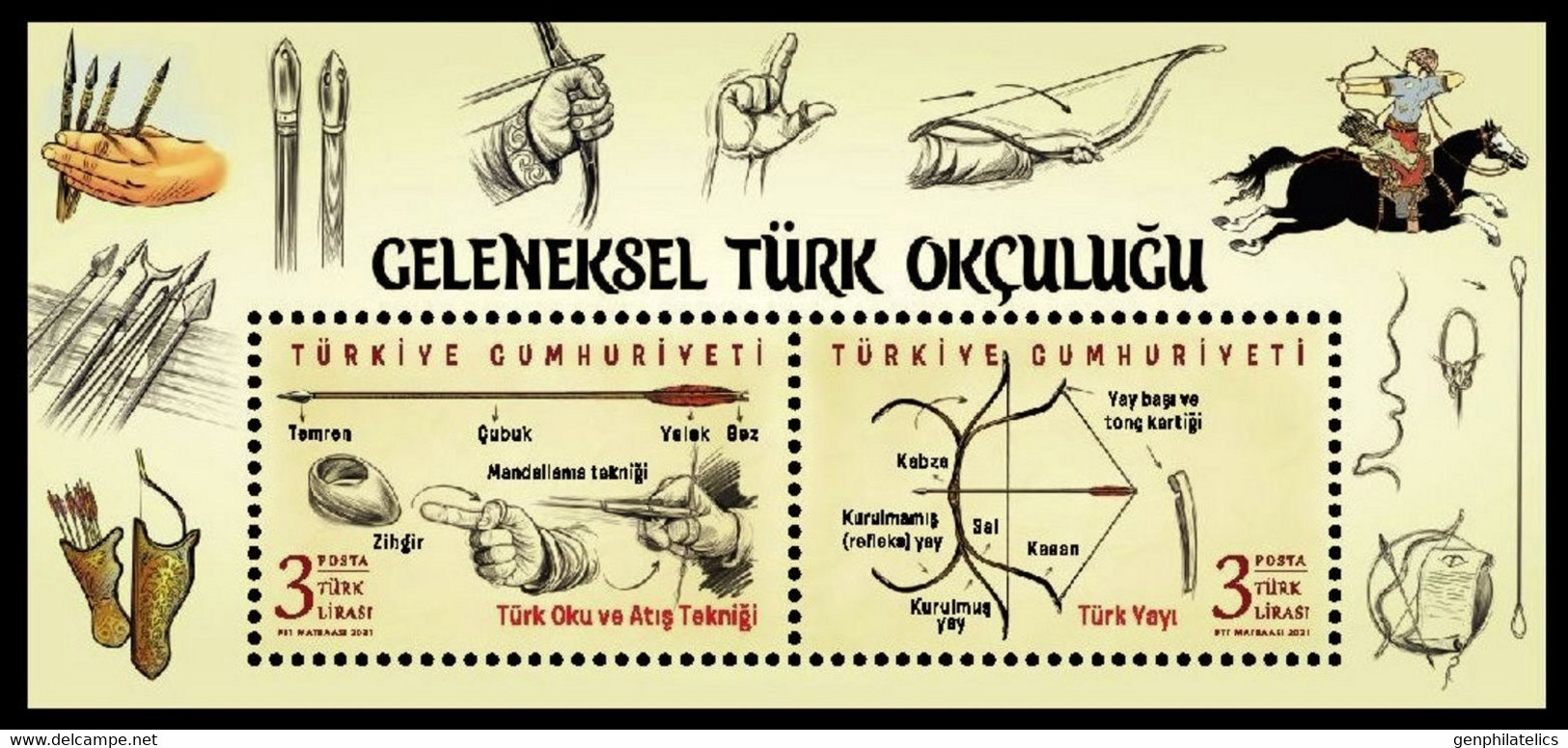 TURKEY 2021 Traditional Turkish Archery - Fine S/S MNH - Ongebruikt