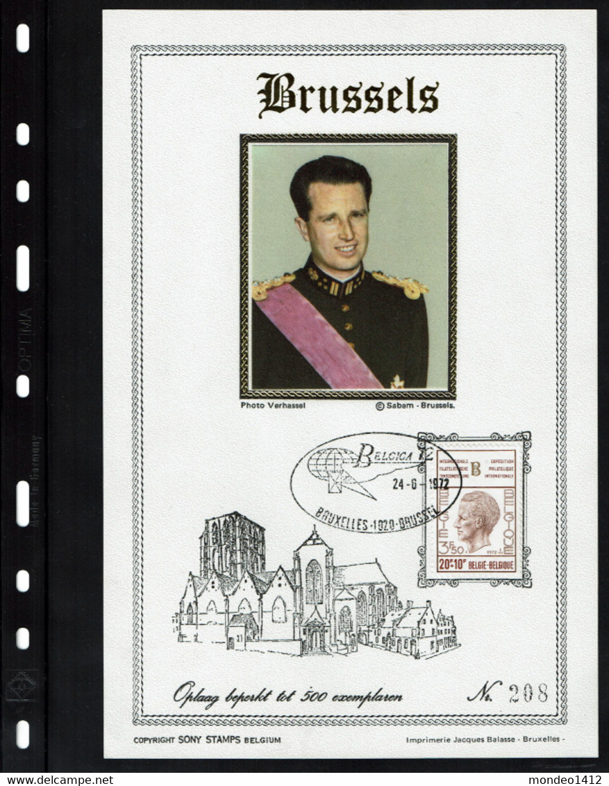 NR 1627/35 - Belgica 72 - Tirage Limité 500 Ex.  Carte MK BK Max FDC  Sony Stamps (5 Kaarten Op Zijde) - Erinnerungskarten – Gemeinschaftsausgaben [HK]