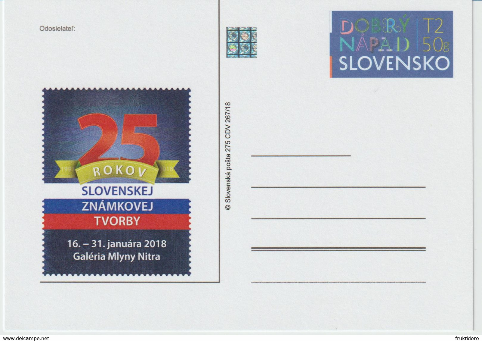 Slovakia Postal Stationery - 25 Years Of Slovak Stamp Making 2018 ** - Postkaarten