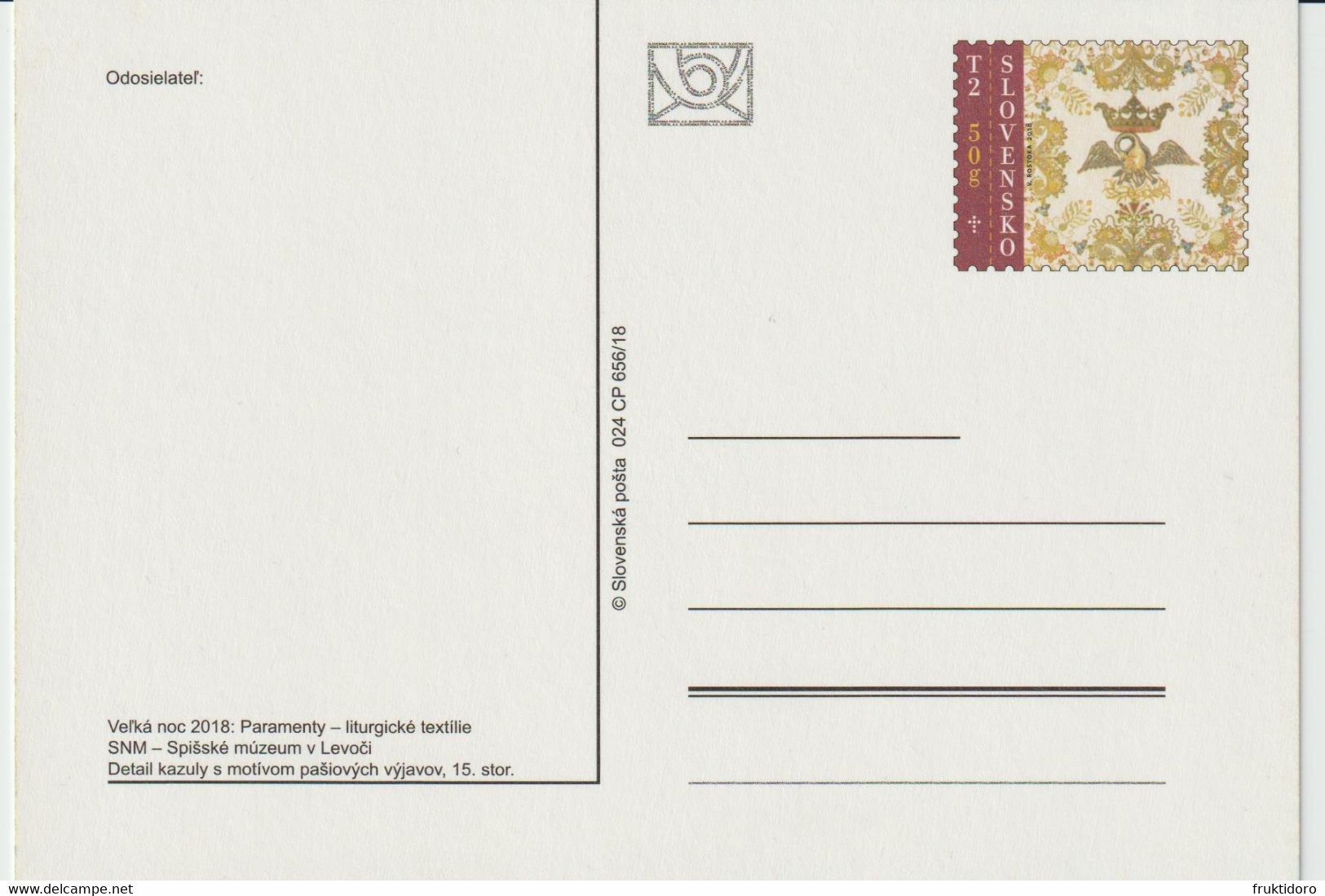 Slovakia Postal Stationery - Easter 2018 - Liturgical Textiles 2018 ** - Postkaarten