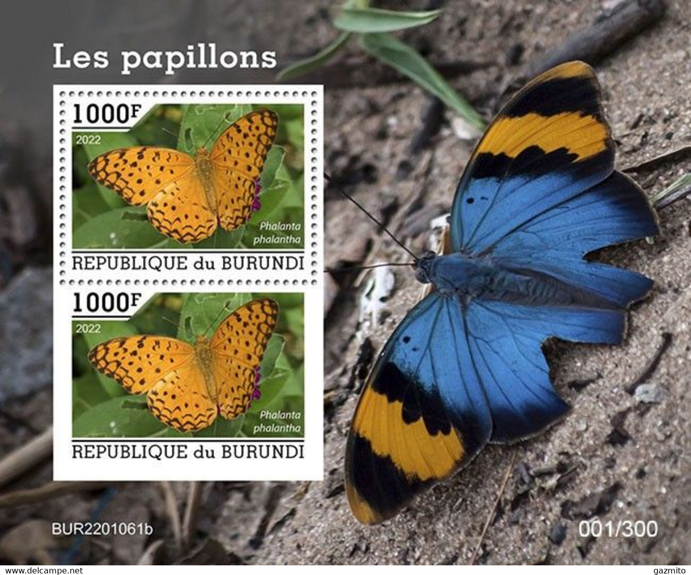 Burundi 2022, Animals, Butterfly, Block - Neufs