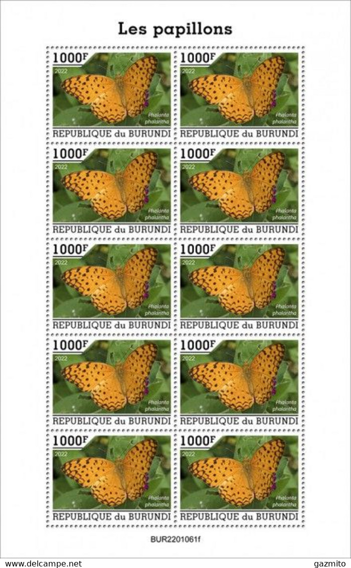 Burundi 2022, Animals, Butterlfly, Sheetlet - Nuovi