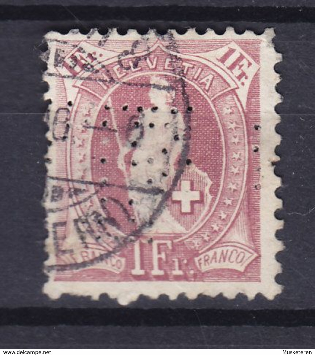 Switzerland Perfin Perforé Lochung 'TF' Theodor Fierz Zürich 1899 Mi. 70C Helvetia Perf. 11½x11 - Perfins