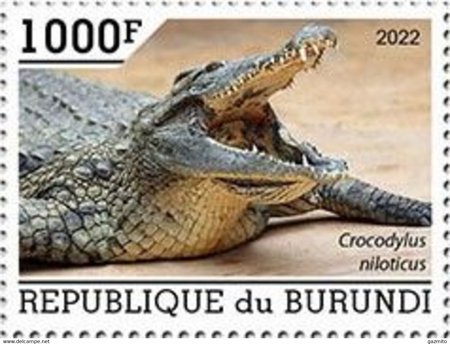 Burundi 2022, Animals, Crocodile, 1val - Ongebruikt