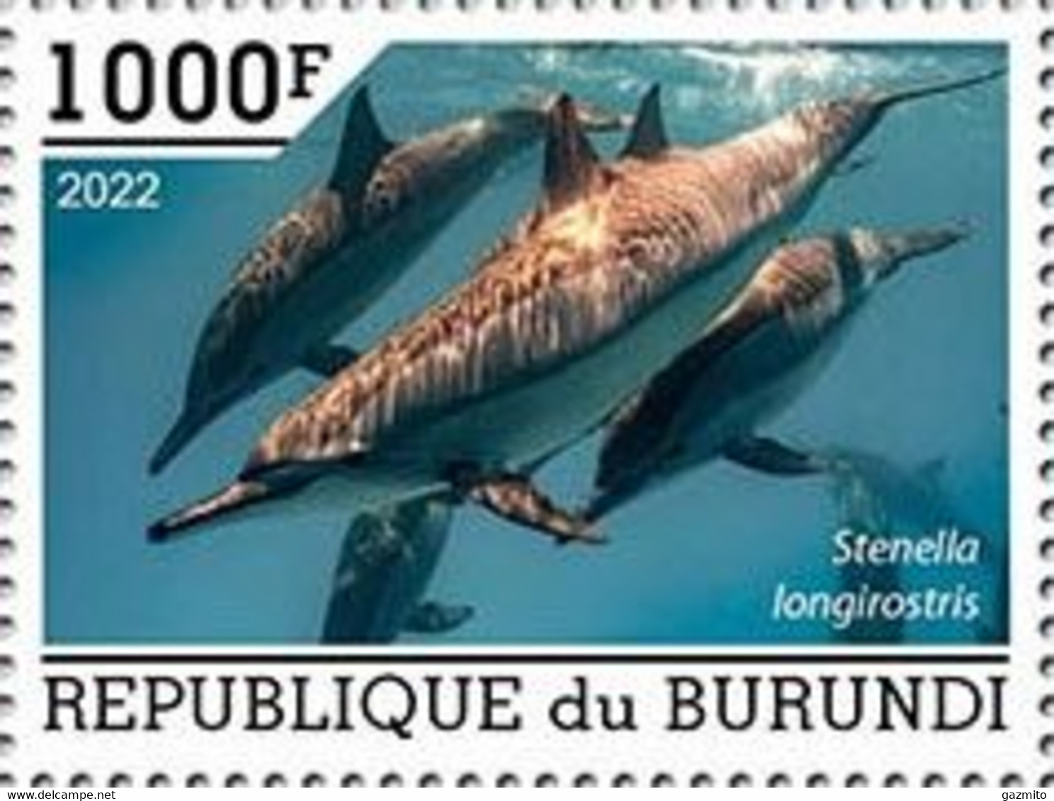 Burundi 2022, Animals, Dolphins, 1val - Neufs
