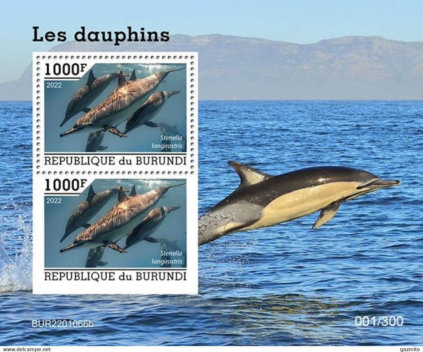 Burundi 2022, Animals, Dolphins, Block - Neufs