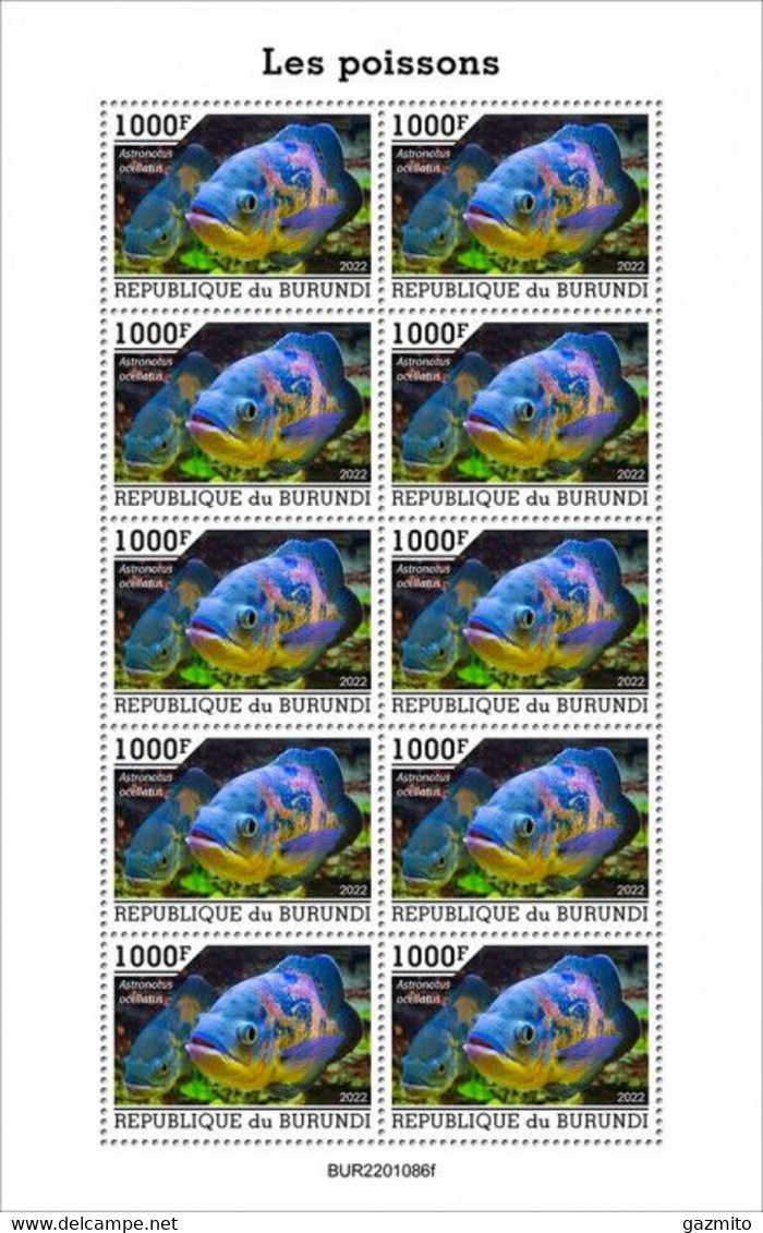 Burundi 2022, Animals, Fishes, Sheetlet - Unused Stamps