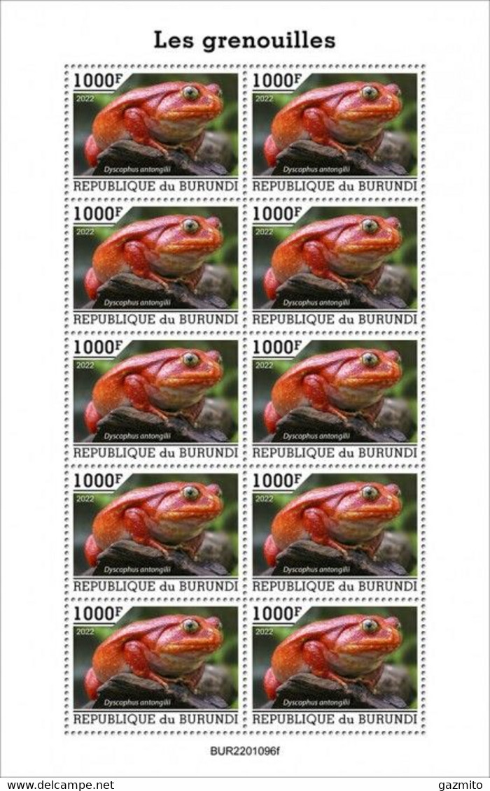 Burundi 2022, Animals, Frog, Sheetlet - Unused Stamps